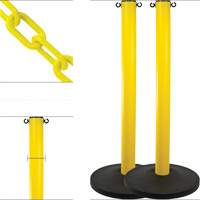Industrial Stanchion Kit with Plastic Chain, 37" High, Yellow Action Paper