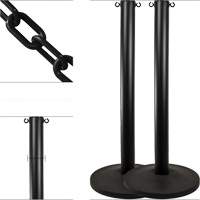 Industrial Stanchion Kit with Plastic Chain, 37" High, Black Action Paper