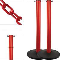 Industrial Stanchion Kit with Plastic Chain, 37" High, Red Action Paper