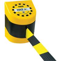 HAZLOK Safety Barrier System, Plastic, Magnetic Mount, 30', Black and Yellow Tape Action Paper