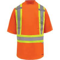 Viking&reg; Safety Bamboo Lined T-shirt, Polyester, Small, High Visibility Orange Action Paper