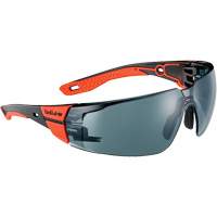 RUSH+ 2.0 M/L Safety Glasses with Black & Red Frame, Smoke Lens, Anti-Fog/Anti-Scratch, ANSI Z87+ Action Paper