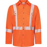 Chemise de travail haute visibilit&eacute; &agrave; bandes segment&eacute;es 7 oz de luxe Avenger, Style 652, Hommes, Petit, Orange Action Paper