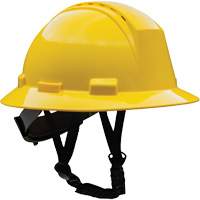 Kilimanjaro Full Brim Safety Helmet with HDPE Shell, Meets CSA Type 2, Ratchet Suspension, Vented Action Paper