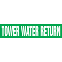 Marqueurs de tuyau "Tower Water Return", Autocollant, 4" h x 24" la, Blanc/vert Action Paper