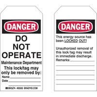 Lockout Tags, Plastic, 3" W x 5-1/2" H, English Action Paper