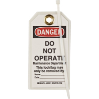 Lockout Tags, Plastic, 3" W x 5-1/2" H, English Action Paper