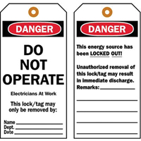 Lockout Tags, Plastic, 3" W x 5-1/2" H, English Action Paper