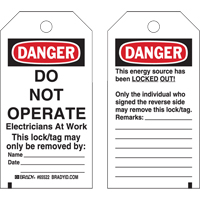 Lockout Tags, Plastic, 3" W x 5-1/2" H, English Action Paper