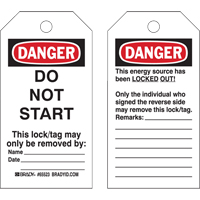 Lockout Tags, Plastic, 3" W x 5-1/2" H, English Action Paper