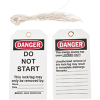 Lockout Tags, Plastic, 3" W x 5-3/4" H, English Action Paper