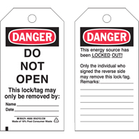 Lockout Tags, Plastic, 3" W x 5-1/2" H, English Action Paper