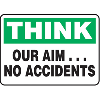 Enseigne  Our Aim… No Accidents , 7" x 10", Aluminium, Anglais Action Paper