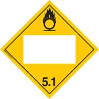 Oxidizer TDG Placard, Adhesive Vinyl Action Paper
