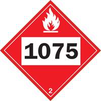 1075 Liquefied Petroleum Flammable Gas TDG Placard, Plastic Action Paper