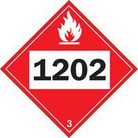 1202 Fuel Oil Flammable Liquid TDG Placard, Adhesive Vinyl Action Paper
