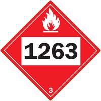 1263 Paint Flammable Liquid TDG Placard, Plastic Action Paper