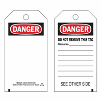 Self-Laminating Safety Tags, Polyester, 3" W x 5-3/4" H, English Action Paper