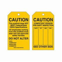 &eacute;tiquettes de s&eacute;curit&eacute; pour les &eacute;chafaudages, Polyester, 4" la x 7" h, Anglais Action Paper
