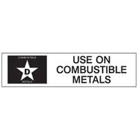 "D: Use on Combustible Metals" Fire Extinguisher Label Action Paper