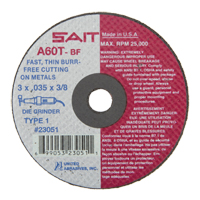 Cut-Off Wheel (A36T), 3" x 0.035", 3/8" Arbor, Type 1, Aluminum Oxide, 25000 RPM Action Paper