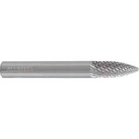 AllSteel Tapered Shape Carbide Burr, SG-5, 1/2" Dia., 1/4" Shank, 1" Depth of Cut Action Paper