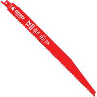 General-Purpose Reciprocating Saw Blade, Bi-Metal, 8-14 TPI, 12" L x 1" W Action Paper