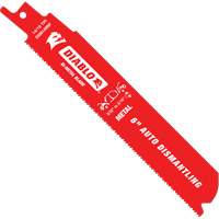 Reciprocating Blade for Auto Dismantling, Bi-Metal, 10-14 TPI, 6" L x 1" W Action Paper