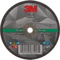 Silver Cut-Off Wheel, 3" x 0.04", 1/4"-28 Arbor, Type 1, Ceramic, 25645 RPM Action Paper