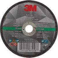 Silver Cut-Off Wheel, 3" x 0.04", 3/8"-24 Arbor, Type 1, Ceramic, 25645 RPM Action Paper