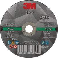 Silver Cut-Off Wheel, 3" x 0.06", 3/8"-24 Arbor, Type 1, Ceramic, 25645 RPM Action Paper