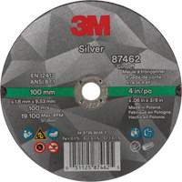 Silver Cut-Off Wheel, 4" x 0.06", 3/8"-24 Arbor, Type 1, Ceramic, 19100 RPM Action Paper
