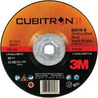 Cubitron II Quick Change Depressed Centre Grinding Wheel, 6" x 1/4", 5/8"-11 Arbor, Type 27, Ceramic Action Paper