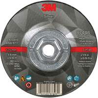 Quick Change Silver Depressed Centre Grinding Wheel 87446, 5" x 1/4", 5/8"-11 Arbor, Type 27, Ceramic Action Paper