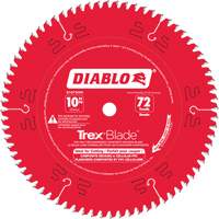 Trex&reg; Blade Cutting Saw Blade, 10", 72 Teeth, Plastic/Composite Decking Use Action Paper