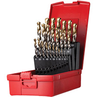 Jobber Length Drill Bit Set, 25 Pieces, High Speed Steel Action Paper