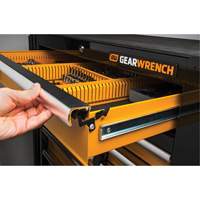 Powered Tool Cart, 11 Drawers, 42-1/2" W x 24-7/16" D x 41" H, Black/Orange Action Paper