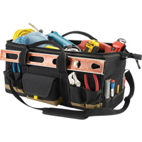 MEGAMOUTH Tool Bag, Polyester, 32 Pockets, Black Action Paper