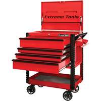 EX Deluxe Series Tool Cart, 4 Drawers, 22-7/8" L x 33" W x 44-1/4" H, Red Action Paper