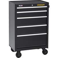 300 Series Rolling Tool Cabinet, 5 Drawers, 26-1/2" W x 18" D x 40-1/2" H, Black Action Paper