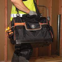 Tradesman Pro Wide-Open Tool Bag, Ballistic Nylon, 42 Pockets, Black Action Paper