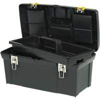 2000 Series Tool Box with Tray, 24" W x 11-1/4" D x 11" H, Black/Yellow Action Paper