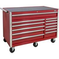 Industrial Tool Cart, 12 Drawers, 56" W x 24-1/2" D x 38-1/8" H, Red Action Paper