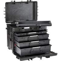 Military Mobile Tool Chest With Drawers, 4 Drawers, 22-4/5" W x 15" D x 18" H, Black Action Paper