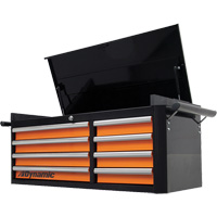 Top Chest, 42" W, 8 Drawers, Black/Orange TER177 | Action Paper