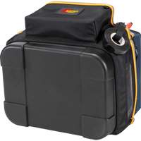 Molded Base Electrical/HVAC Tool Carrier, Ballistic Polyester, 20 Pockets, Black/Blue Action Paper