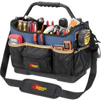 Molded Base Open-Top Tool Box, Ballistic Polyester, 17 Pockets, Black/Blue Action Paper
