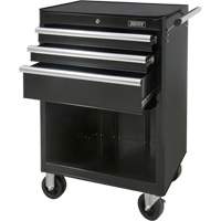 Industrial Tool Cart, 3 Drawers, 29-4/5" W x 21-1/5" D x 38-4/5" H, Black Action Paper