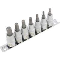 HSW3811M Jeu de sept douilles longues hexagonales m&eacute;triques 2", Hexagonale, Prise 3/8", 7 mr Action Paper