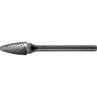 Solid Carbide Burrs - Tree Shape with Ball Nose, SF-1, 1/4" Dia., 5/8" Depth of Cut Action Paper